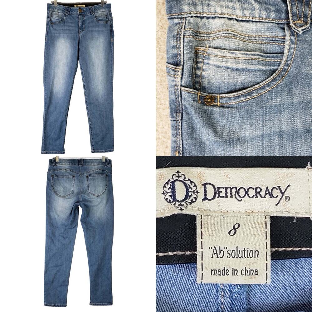 Democracy Jeans AB Solution Womens Size 8 Blue Skinny Mid Rise 5-Pocket